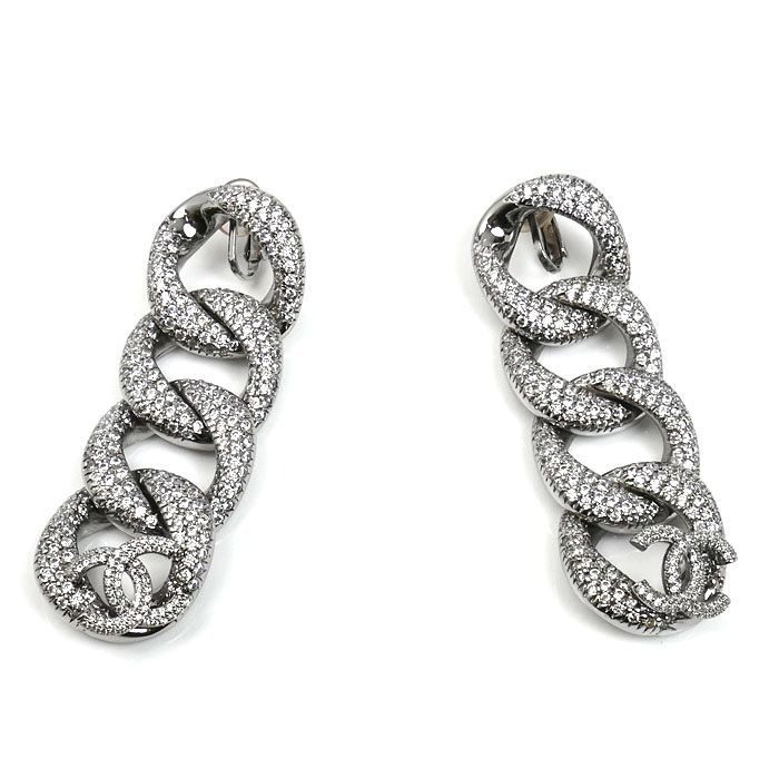 Chanel Metal CC Logo Long Earrings