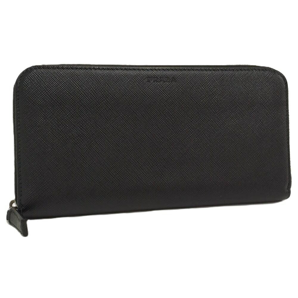 Prada Zip Around Wallet Leather Black