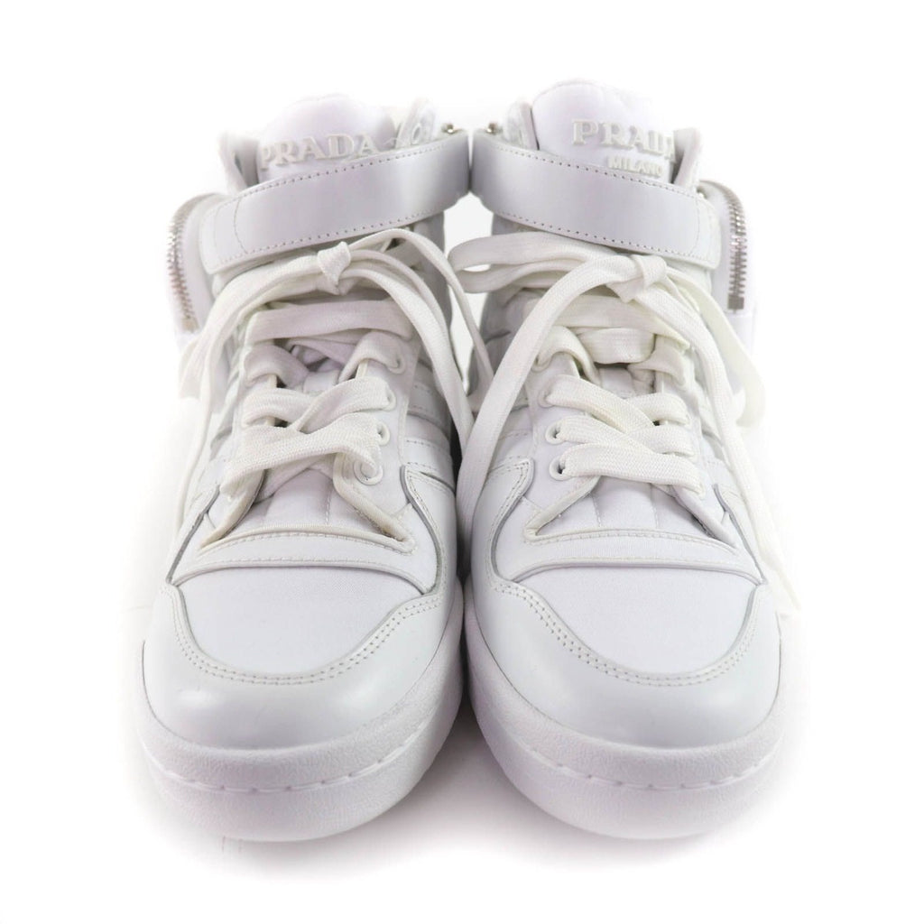 Prada Triangle Plate High Cut Sneakers with Re-Nylon Pouch White 24 — view 3
