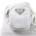 Prada Triangle Plate High Cut Sneakers with Re-Nylon Pouch White 24 — view 8