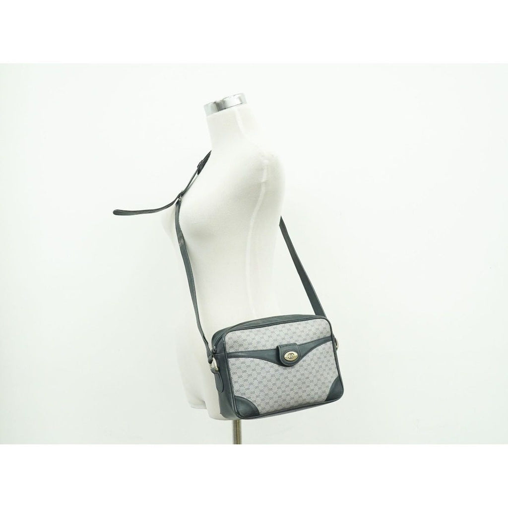 Gucci Vintage Micro GG Shoulder Bag Pochette Gray Navy — view 6