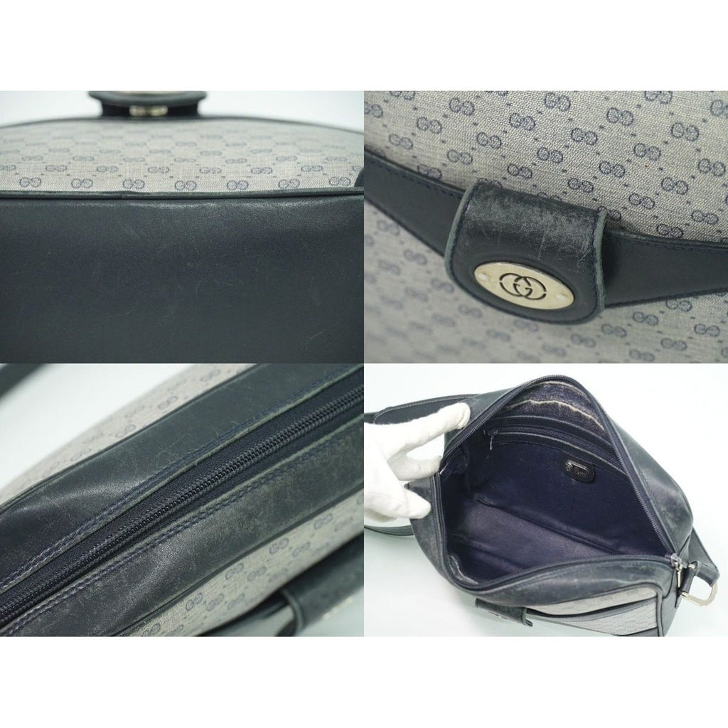 Gucci Vintage Micro GG Shoulder Bag Pochette Gray Navy — view 8