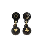 Hermes Fete Vos Joux Earrings Trump Motif Buffalo Horn Metal Black — view 2