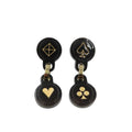 Hermes Fete Vos Joux Earrings Trump Motif Buffalo Horn Metal Black