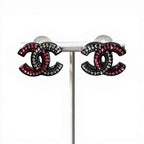 Chanel D9 Earrings CC Logo Rhinestone Multicolor — view 2