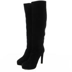 Prada Suede Long Boots High Heels Thick Sole Side Zip 36.5 Black GV GY62