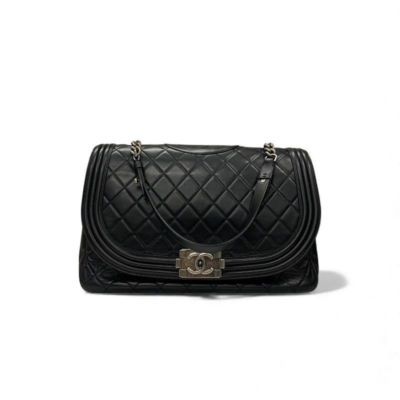 Chanel Bag Shoulder Lambskin Black Silver Quilted Boy