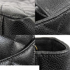 Chanel Chain Tote Bag Black Gold Caviar Leather CC Logo — view 6