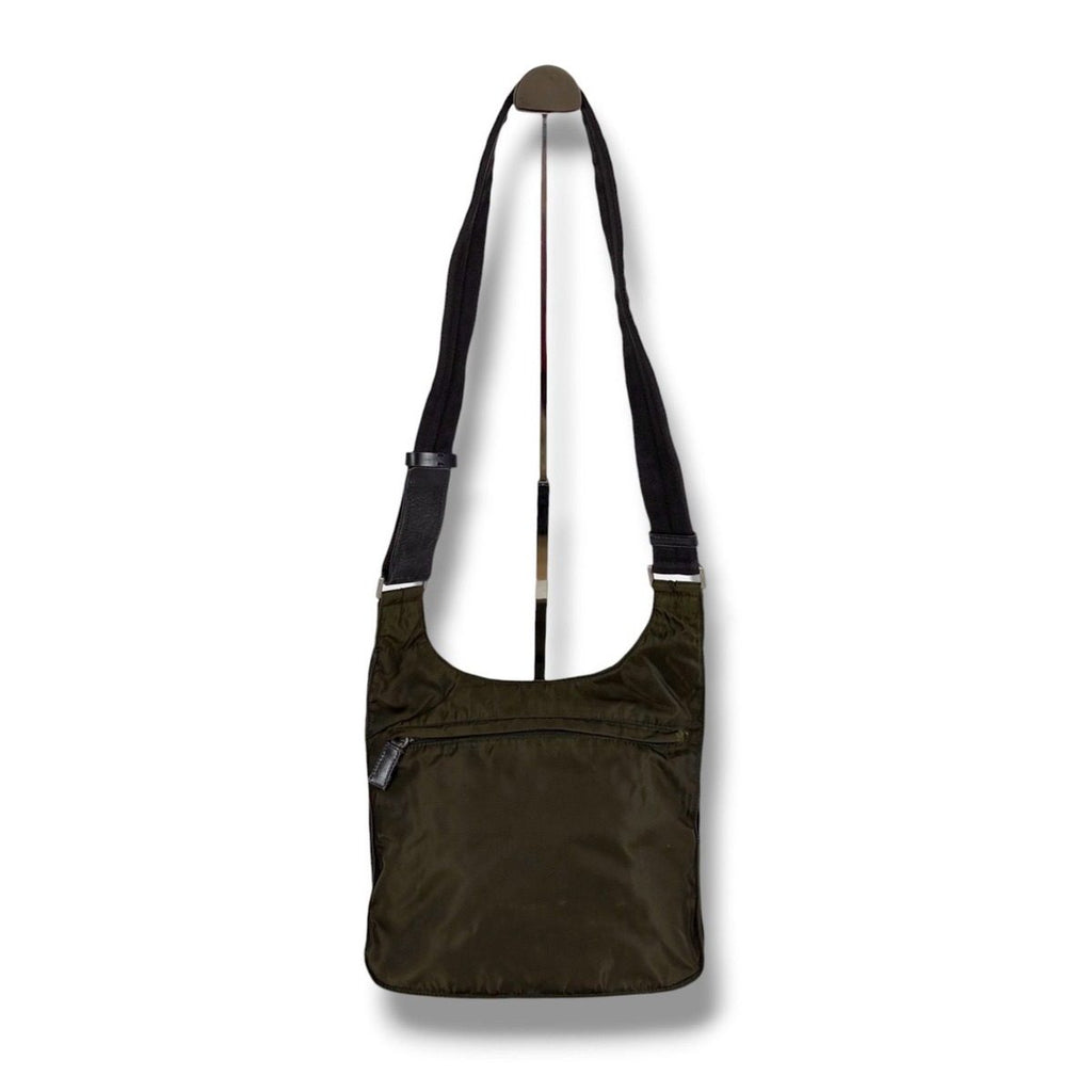 Prada Triangle Logo Shoulder Bag Khaki Tessuto — view 4