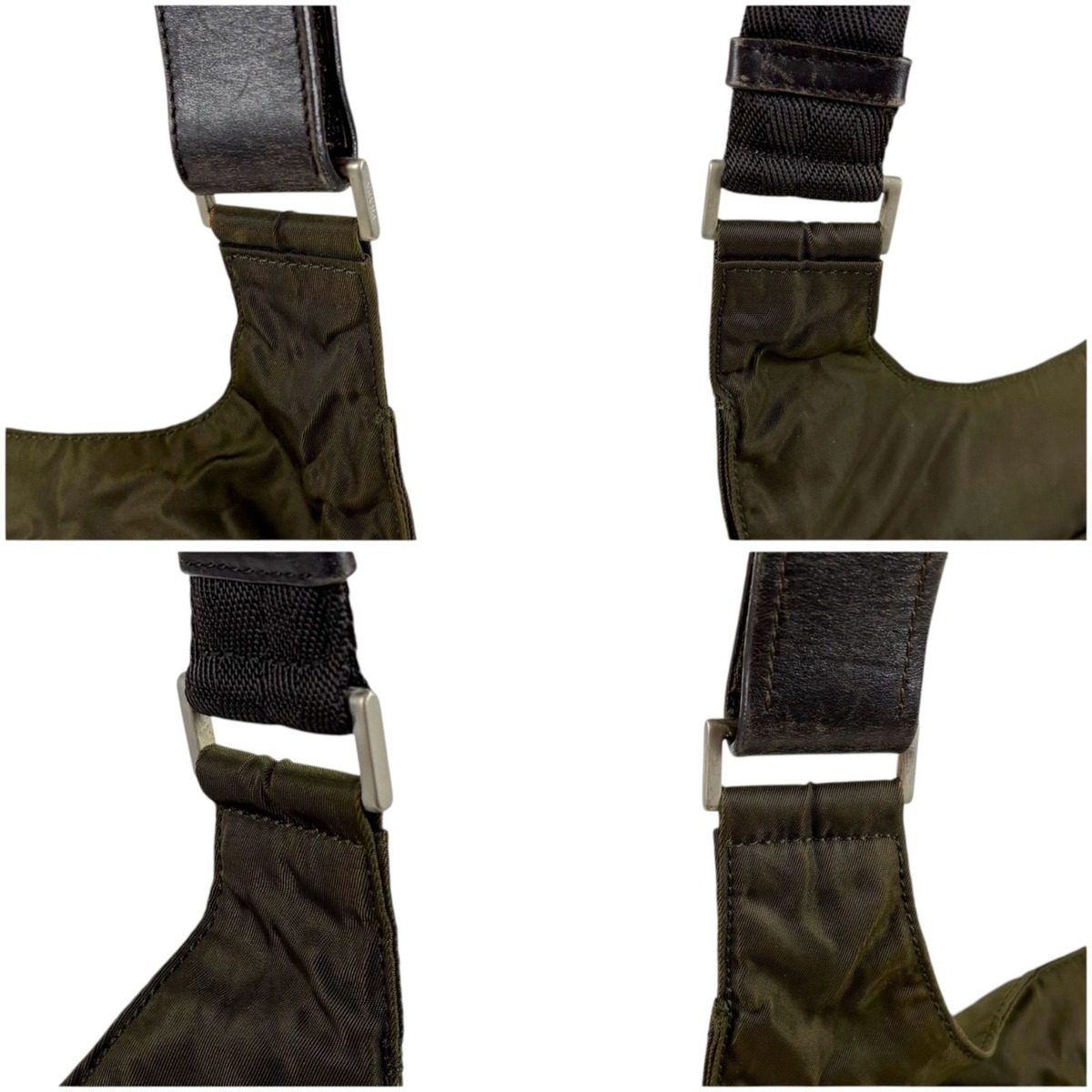 Prada Triangle Logo Shoulder Bag Khaki Tessuto — view 6