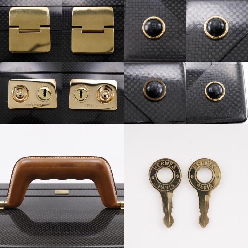 Hermes Espace GM Attache Case Carbon And Leather Black Trunk — view 9