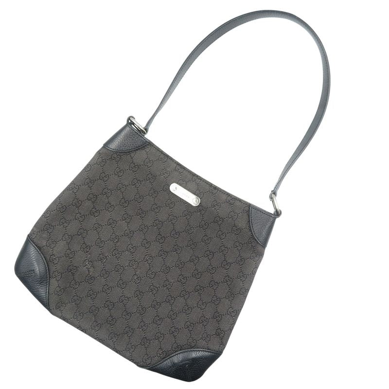 Gucci GG Canvas Silver Hardware Black Shoulder Bag 1087 — view 3