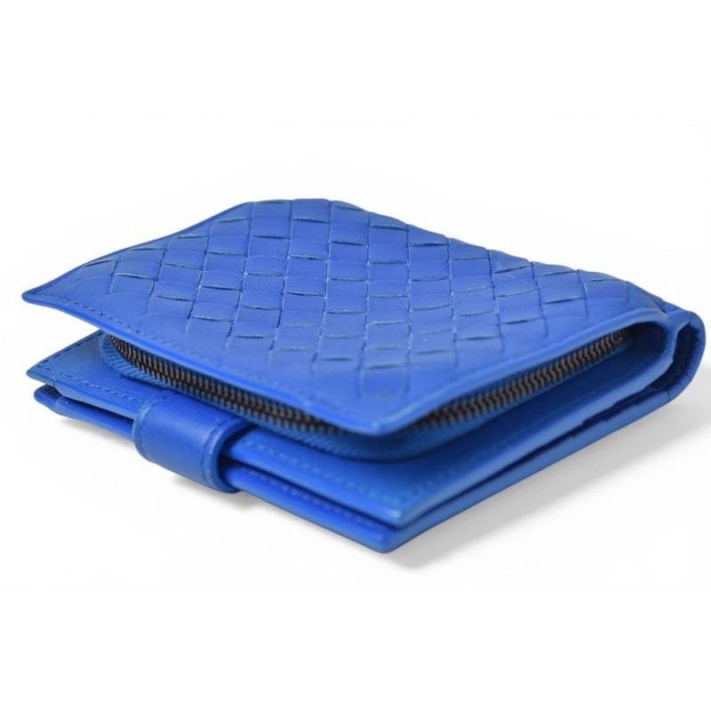 Bottega Veneta Wallet Bifold Fold Intrecciato Blue — view 4