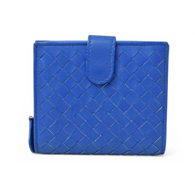 Bottega Veneta Wallet Bifold Fold Intrecciato Blue
