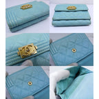 Chanel Boy Compact Wallet Trifold Mini Light Blue — view 3