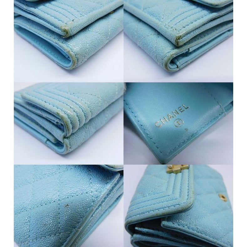 Chanel Boy Compact Wallet Trifold Mini Light Blue — view 5