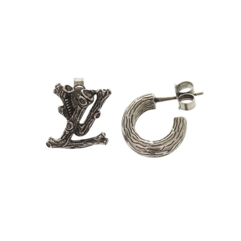 Louis Vuitton Bookle Wood Mp2783 Metal Silver Earrings 0667