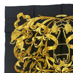 Hermes Scarf Silk Carre 90 Lemors a la Conetable Elegance Gold Black — view 2