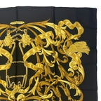 Hermes Scarf Silk Carre 90 Lemors a la Conetable Elegance Gold Black — view 3