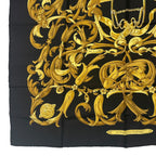 Hermes Scarf Silk Carre 90 Lemors a la Conetable Elegance Gold Black — view 4