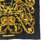 Hermes Scarf Silk Carre 90 Lemors a la Conetable Elegance Gold Black — view 5