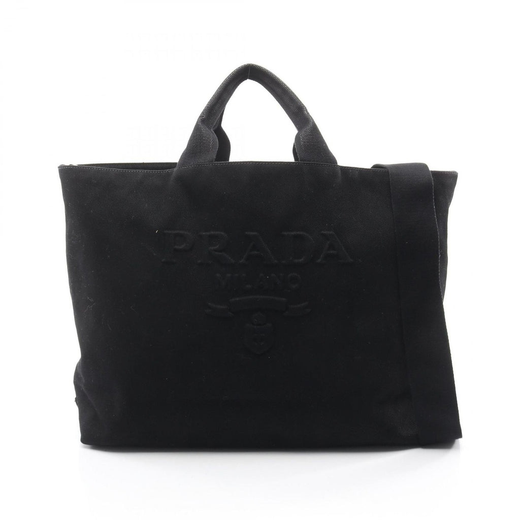 Prada Tote Drill Black Canvas Triangle Logo