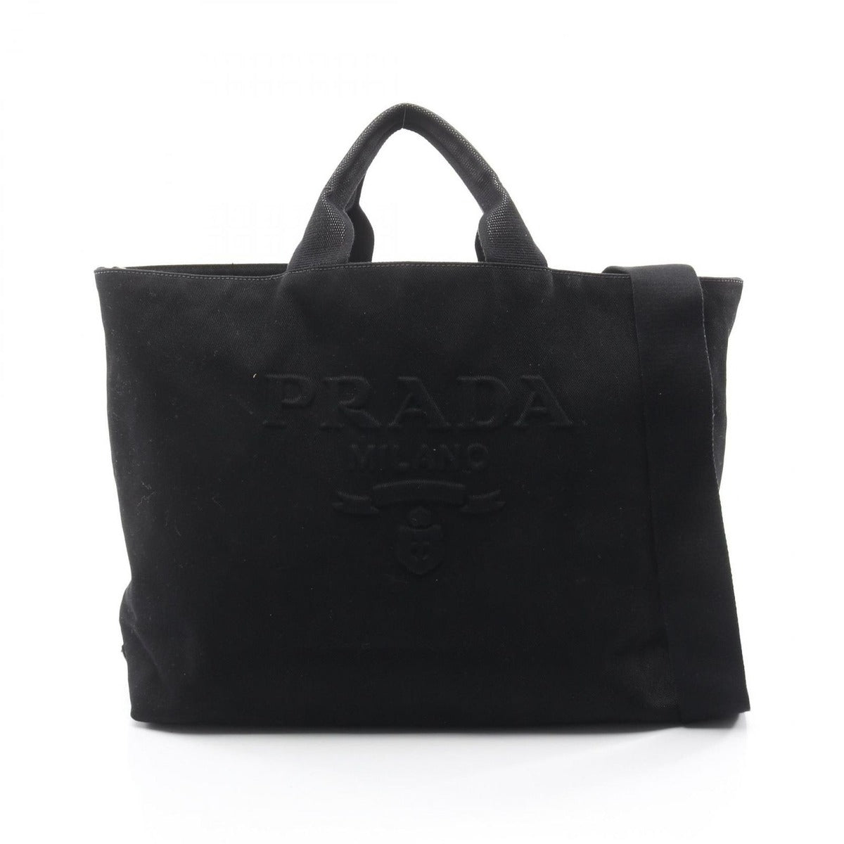 Prada Tote Drill Black Canvas Triangle Logo