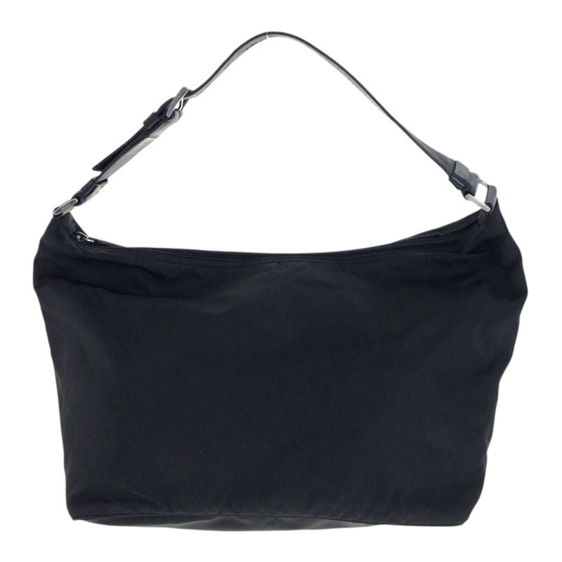 Prada Tessuto Triangle Logo Plate Black Silver Hardware Nylon Leather
