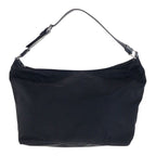 Prada Tessuto Triangle Logo Plate Black Silver Hardware Nylon Leather