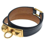 Hermes Rival Double Tour Leather Bracelet Black Brown