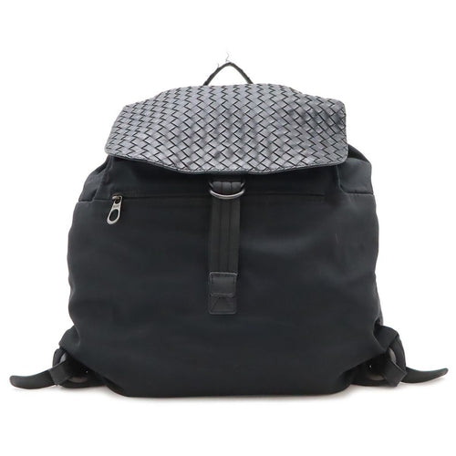Bottega Veneta Intrecciato Backpack Nylon Leather Black