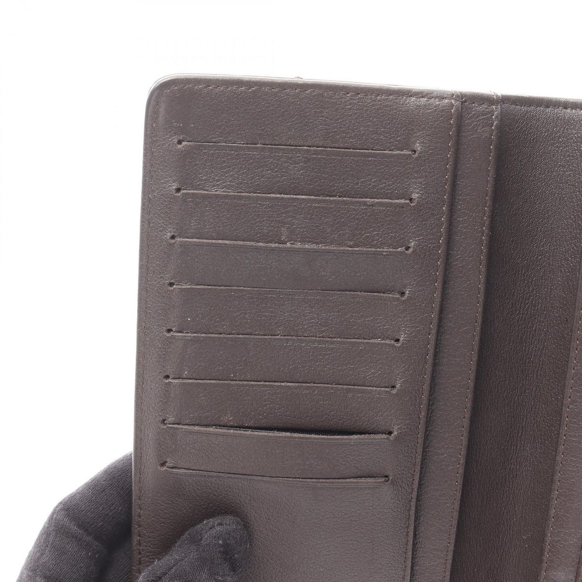 Chanel Bifold Long Wallet Chevron Stitch Dark Brown Leather CC Logo V — view 8