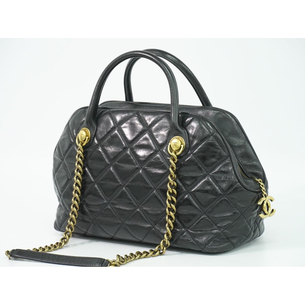 Chanel Quilted 2-Way Bowling Bag Chain Leather — view 2