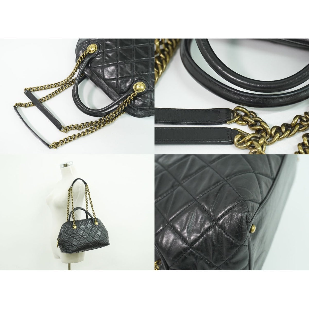 Chanel Quilted 2-Way Bowling Bag Chain Leather — view 6