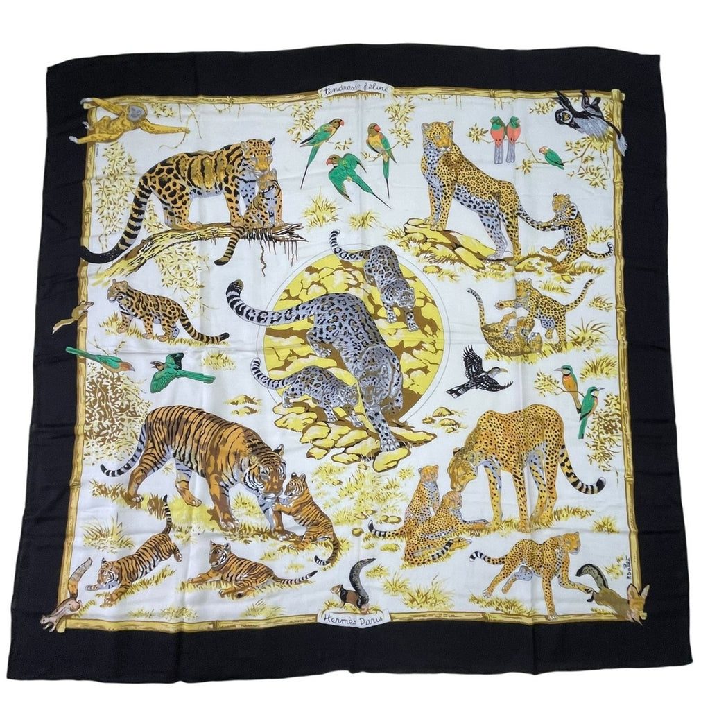 Hermes Carre 140 Large Tendresse Feline Wild Kindness Black — view 2