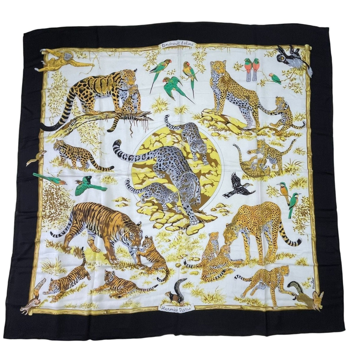 Hermes Carre 140 Large Tendresse Feline Wild Kindness Black — view 2