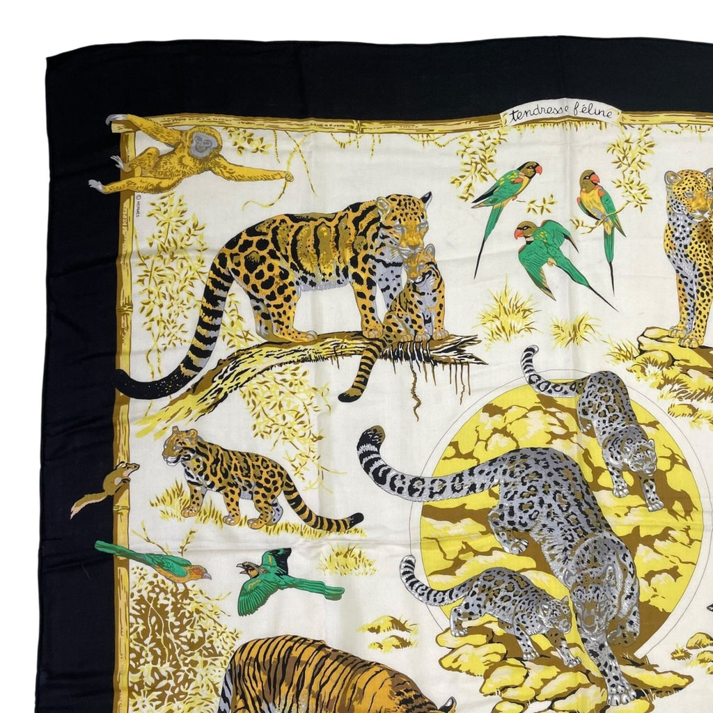 Hermes Carre 140 Large Tendresse Feline Wild Kindness Black — view 3