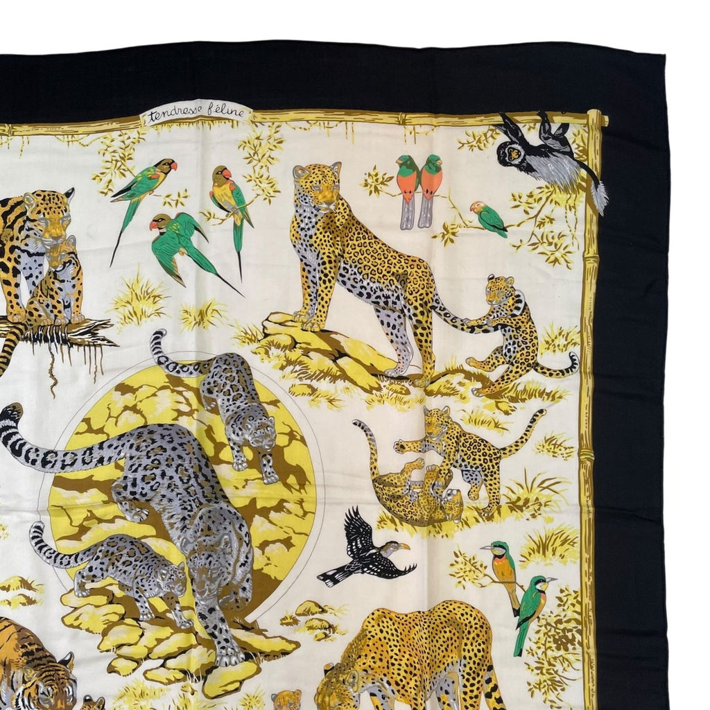 Hermes Carre 140 Large Tendresse Feline Wild Kindness Black — view 4