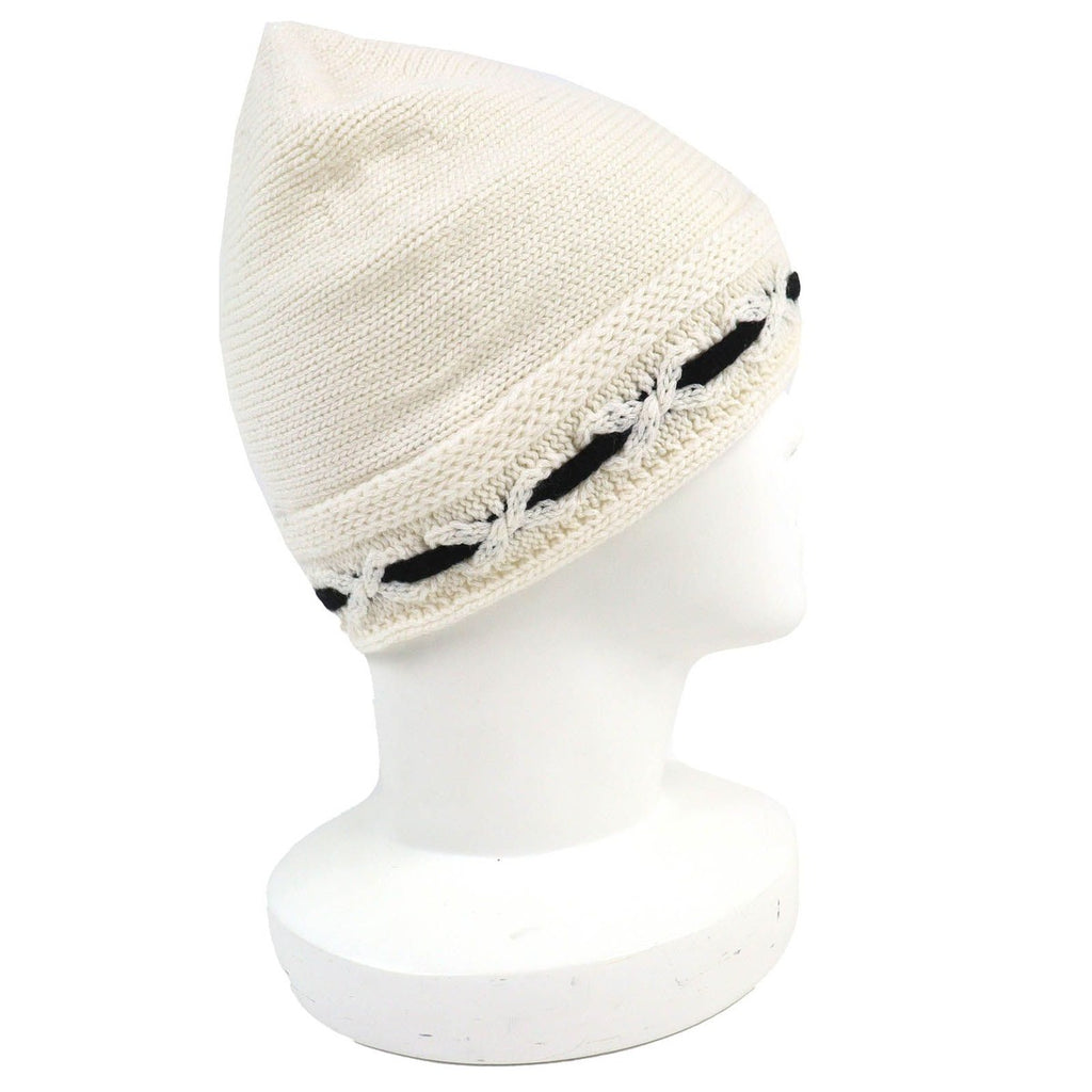 Chanel Cashmere CC Logo Knit Cap White Black — view 4