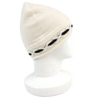 Chanel Cashmere CC Logo Knit Cap White Black — view 4