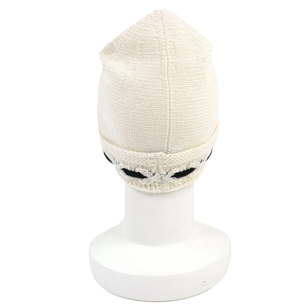 Chanel Cashmere CC Logo Knit Cap White Black — view 5