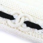 Chanel Cashmere CC Logo Knit Cap White Black — view 7