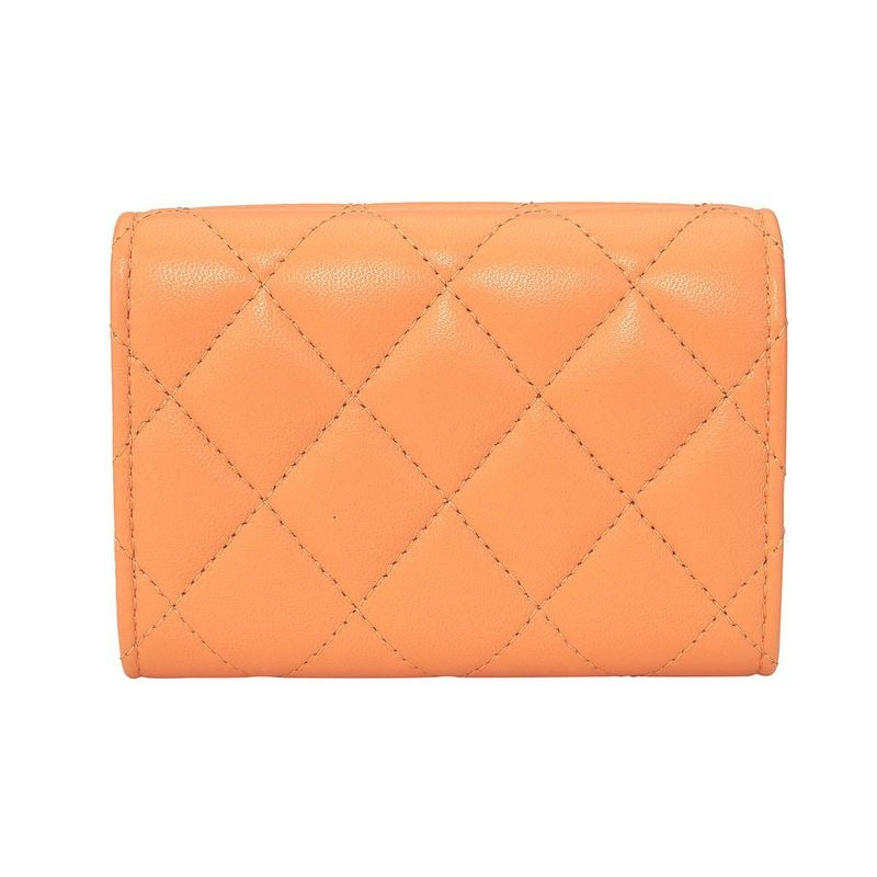Chanel Petit Portefeuille a Rabat Orange Tri-Fold Wallet — view 3
