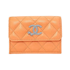 Chanel Petit Portefeuille a Rabat Orange Tri-Fold Wallet