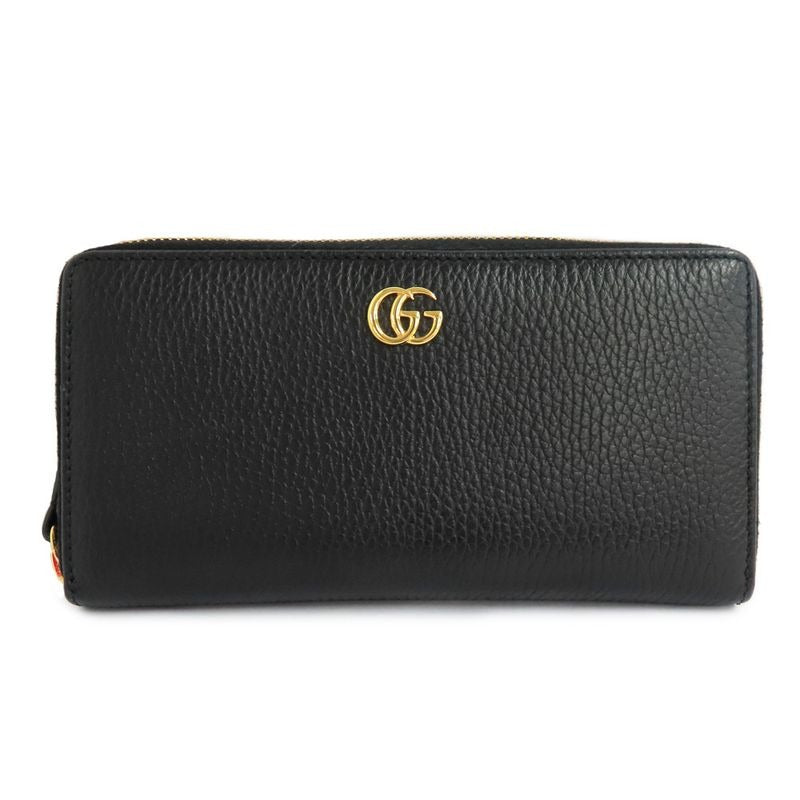 Gucci Double G Zip Around Wallet Black Gold Hardware Leather
