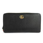 Gucci Double G Zip Around Wallet Black Gold Hardware Leather