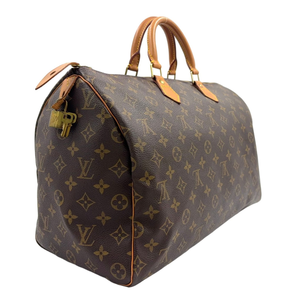 Louis Vuitton Speedy 40 Monogram Leather Brown Handbag Gold — view 2