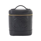Chanel Vanity Hand Bag Caviar Leather Black CC Logo Gold