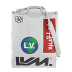 Louis Vuitton Flat Vertical Tote Bag Leather Bronze White Multicolor