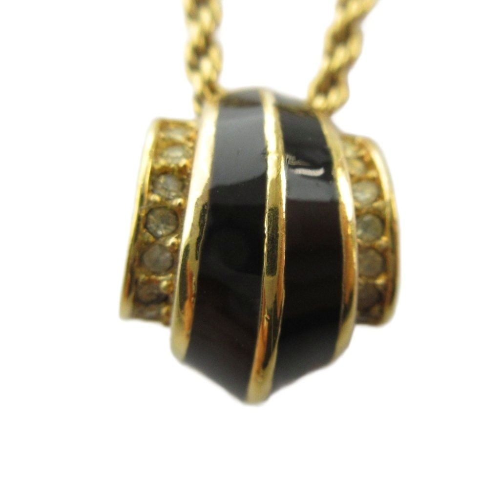 Dior Necklace Pendant Rhinestone Logo Gold
